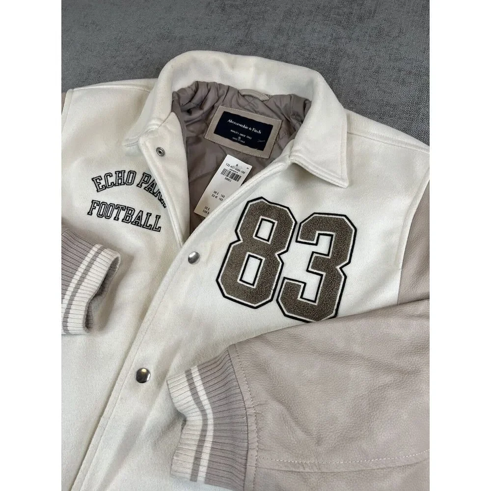 *NWT* Abercrombie & Fitch Echo Park Football Varsity Bomber Letterman Jacket (S) - Picture 1 of 16